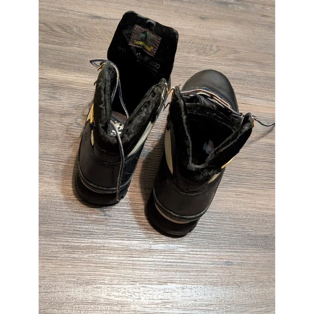 Timberland‎ Euro Hiker Boots Black Leather Tan Fabric Size 8M